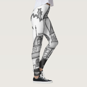 Spuk Haus und Fledermäuse Halloween Leggings