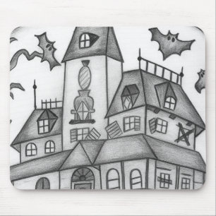 Spuk Haus und Fledermäuse Halloween Mousepad