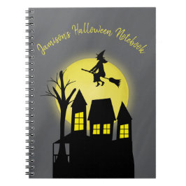 Spuk Haus und Fliegerhexe mit Mondlicht Notizblock