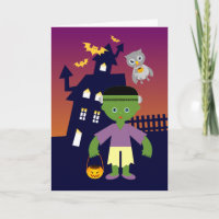 Spuk Haus und Halloween Hexe und Frankenstein