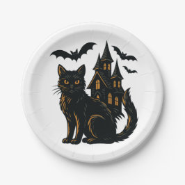 Spuk Haus- und Katzenpapier Pappteller