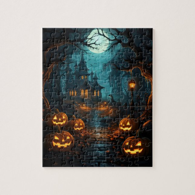 Spuk Haus unter Monlit Halloween Puzzle (Vertikal)