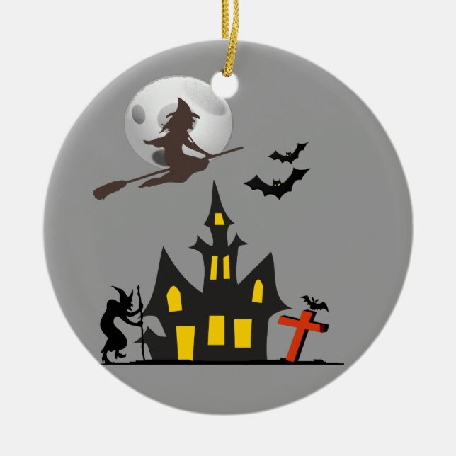 Spuk Haus-Verzierung Halloweens Keramikornament (Vorne)
