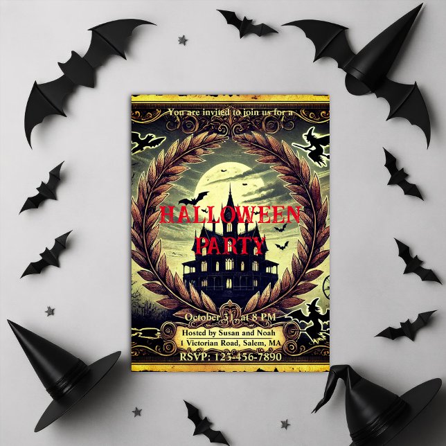 Spuk Haus Viktorianisches gotisches Halloween-Part Einladung (Haunted House Victorian Gothic Halloween Party Invitation)