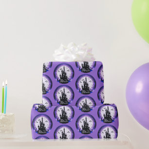 Spuk Haus Vollmond Fledermäuse Happy Halloween Geschenkpapier