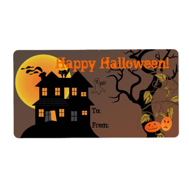 Spuk HausHalloween-Geschenketikett (Vorne)