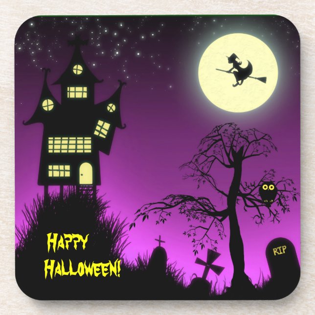 Spuk HausHalloween Untersetzer (Vorderseite)