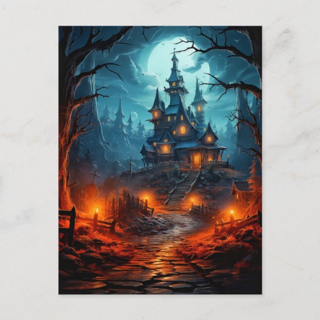 Spuk häusliches Halloween Postkarte (Vorderseite)