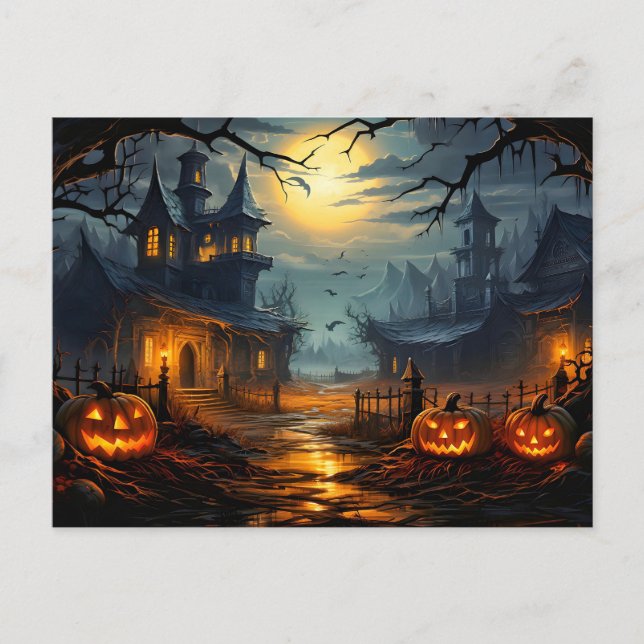 Spuk häusliches Halloween Postkarte (Vorderseite)