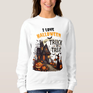 Spuk Hausweg mit Kürbis und Gespenstern Sweatshirt