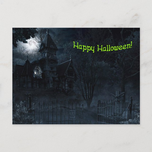 Spuk Herrenhaus Halloween Postkarte (Vorderseite)