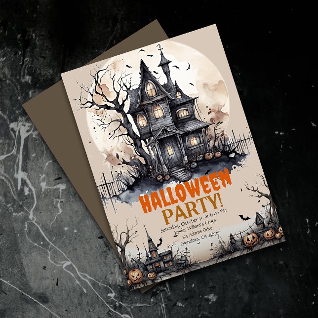 Spuk Herrenhaus Halloween Spooky Party Einladung (Elevate your upcoming event with uniquely spooky and captivatingly designed Halloween invitations!)