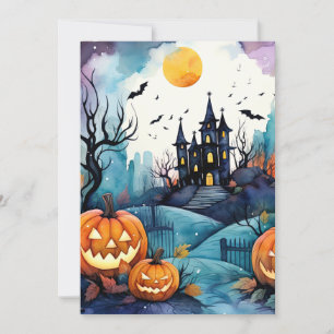 Spuk Herrenhaus Jack O’Lantern Flecht Halloween Feiertagskarte