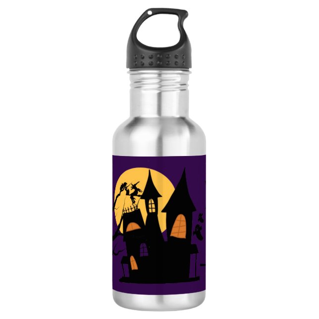Spuk Hexenschloss - Spooky Halloween Edelstahlflasche (Vorderseite)