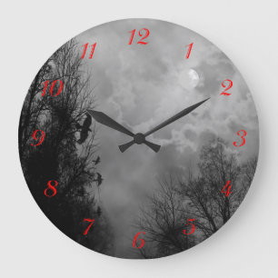 Spuk Himmel mit roten Zahlen, Wall Clock Große Wanduhr