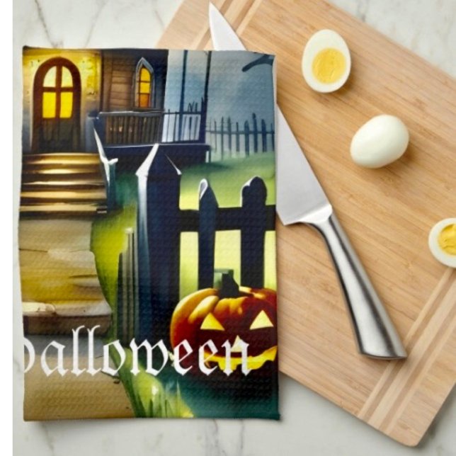 Spuk Hollow und Mond Geschirrtuch (Kitchen Towel 16”X24” poly-blend machine washable. )