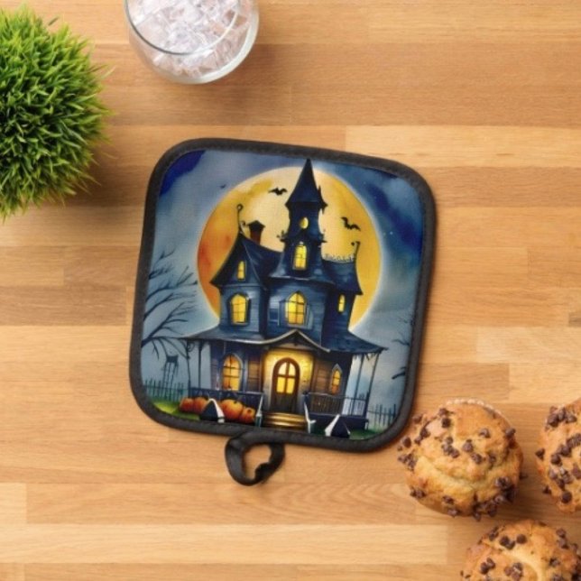 Spuk Hollow und Mond Topflappen (Pot Holder Full rubber protection cover no slip silicon hanging loop. )