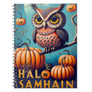 Spuk Hoots Owl und KürbisHalloween Notizblock