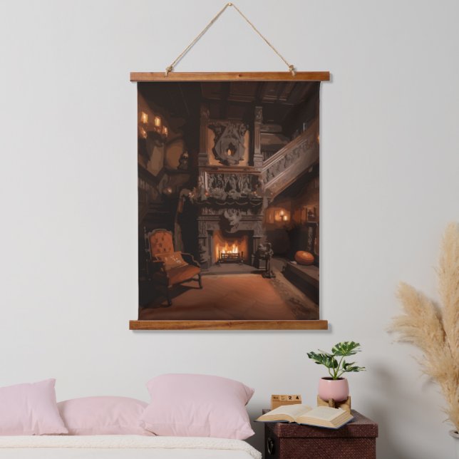 Spuk Horizonte Wandteppich Mit Holzrahmen (Schlafzimmer)
