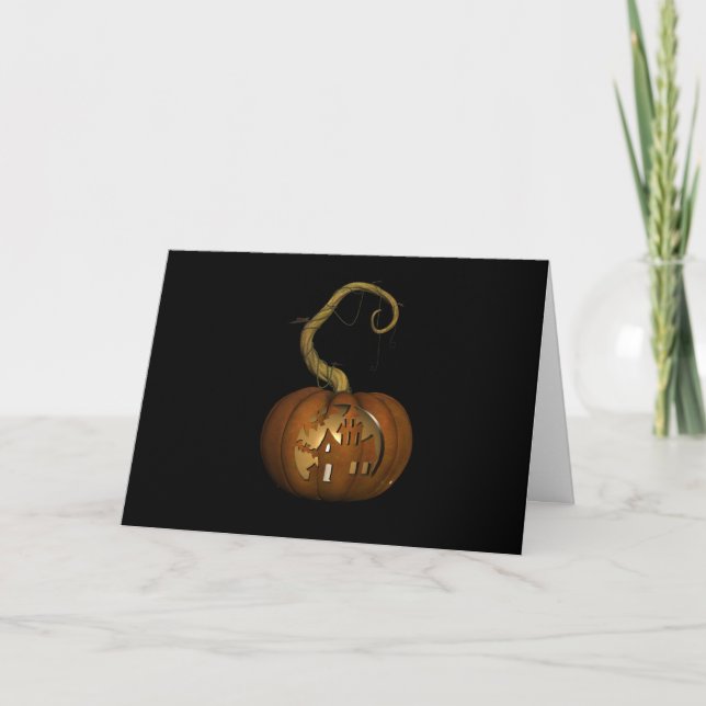 Spuk House Carved Pumpkin Halloween Card Karte (Vorderseite)