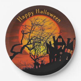 Spuk House Full Moon Graphic Halloween Pappteller