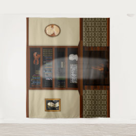 Spuk House Ghost Library Halloween Wandteppich