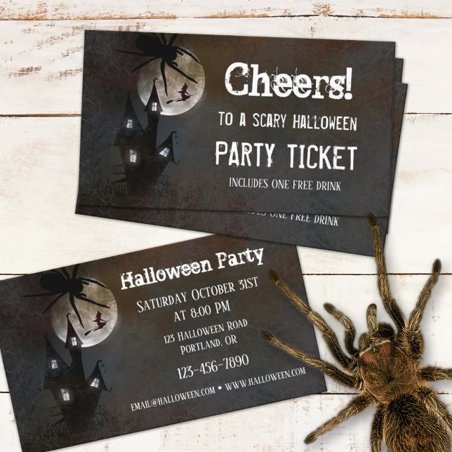 Spuk House Halloween-Party Ticket Business Card (Von Creator hochgeladen)