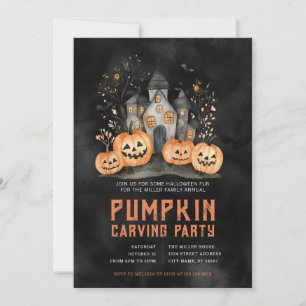 Spuk House Halloween Pumpkin Carving Einladung
