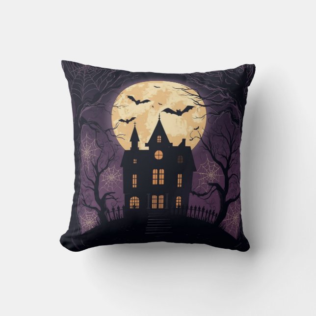 Spuk House Halloween Square Kissen (Vorderseite)