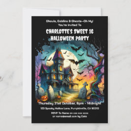 Spuk House Halloween Sweet 16 Geburtstagsparty Einladung
