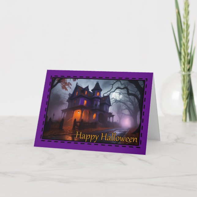 Spuk House Happy Halloween Card Feiertagskarte (Vorderseite)