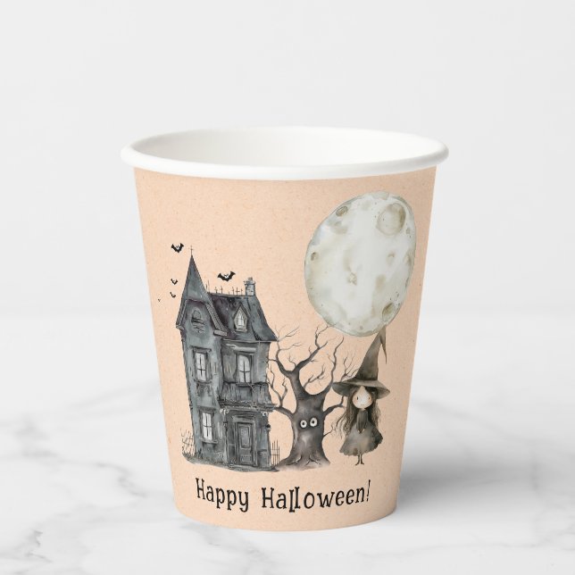 Spuk House Hexe Spooky Halloween-Party Pappbecher (Vorderseite)