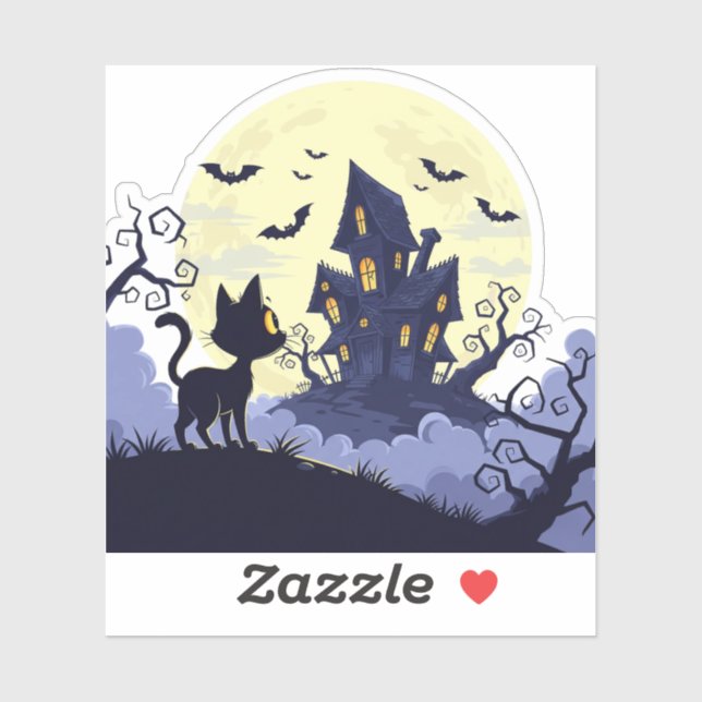 Spuk House Kitty - Spooky Halloween Aufkleber (Blatt)
