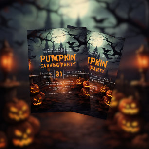 Spuk House Pumpkin Carving Halloween-Party Einladung