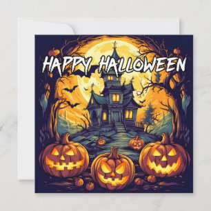 Spuk House & Pumpkins Frohe Halloween Karte