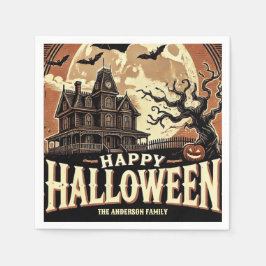 Spuk House Pumpkins Spooky Beängstigend Halloween Serviette