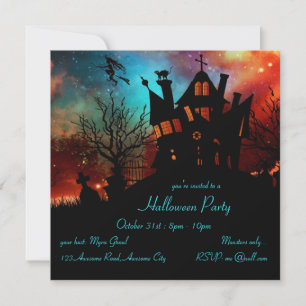 Spuk House Red and Blue Sky Einladung