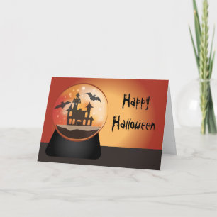 Spuk House Snow Globe Halloween Grußkarte Karte