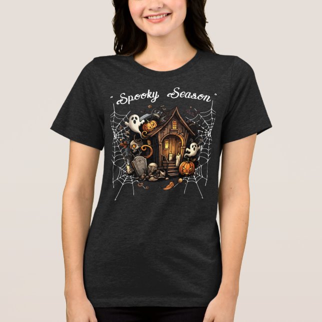 Spuk House Spooky T - Shirt - Schwarze 👻 🎃 (Vorderseite)
