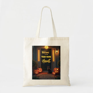 Spuk-House-Szene Personalisierte Halloween-Tasche Tragetasche
