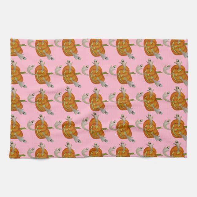 Spuk Kürbislaterne Geschirrtuch (Horizontal)