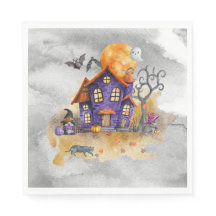 Spuk Lila Gnome House mit Ghost Bats & Cats