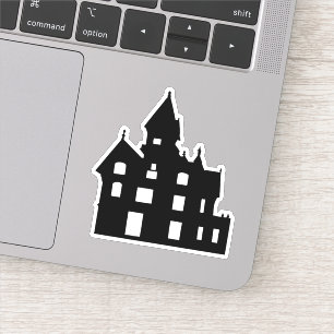 Spuk Mansion Black Halloween Illustration Aufkleber