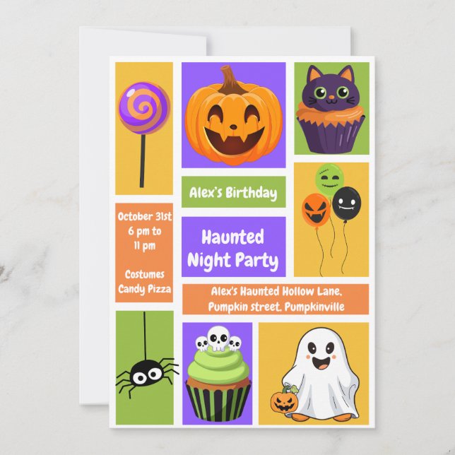 Spuk Nacht Party Geburtstag - Halloween Einladung (Vorderseite)