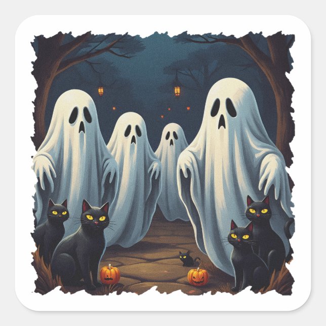 Spuk Nachtdarstellung Quadratischer Aufkleber (Vorderseite)