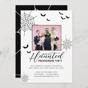 Spuk Party Spinnennetz & Fledermäuse Foto Einladung