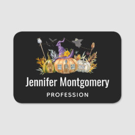 Spuk Pumpkin House mit Ghost & Bats Namensschild