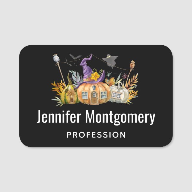 Spuk Pumpkin House mit Ghost & Bats Namensschild (Vorderseite)