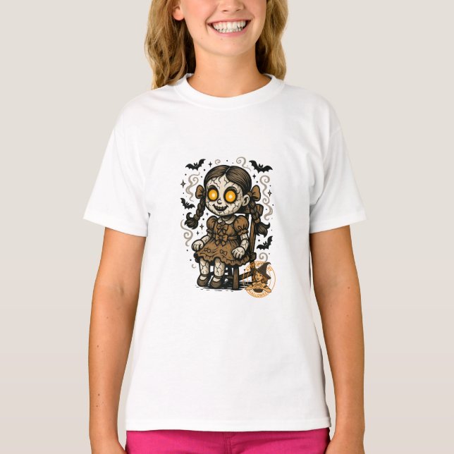 Spuk Puppe - Halloween-Cartoon T-Shirt (Vorderseite)