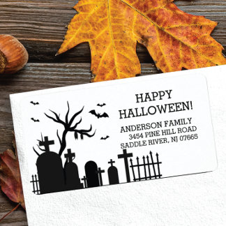 Spuk Rücksendeadresse des Friedhofs zu Halloween Adressaufkleber